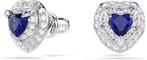 Swarovski One Stud earrings, Heart cut, Pavé, Heart, Blue, Rhodium plated in Saudi Arabia