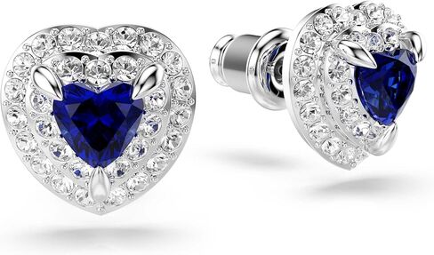 Swarovski One Stud earrings, Heart cut, Pavé, Heart, Blue, Rhodium plated in Saudi Arabia