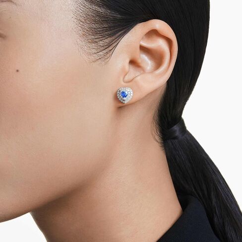 Swarovski One Stud earrings, Heart cut, Pavé, Heart, Blue, Rhodium plated in Saudi Arabia