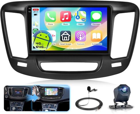ستيريو سيارة أندرويد 4G+128G لسيارة Chrysler 200 200C 2015 2016 2017 مع DSP/Wireless Carplay/Android Auto، Sellrich 9 بوصة 1280 * 720 شاشة لمس داخلية وراديو بلوتوث 5.0 FM/RDS SWC كاميرا احتياطية in Kuwait