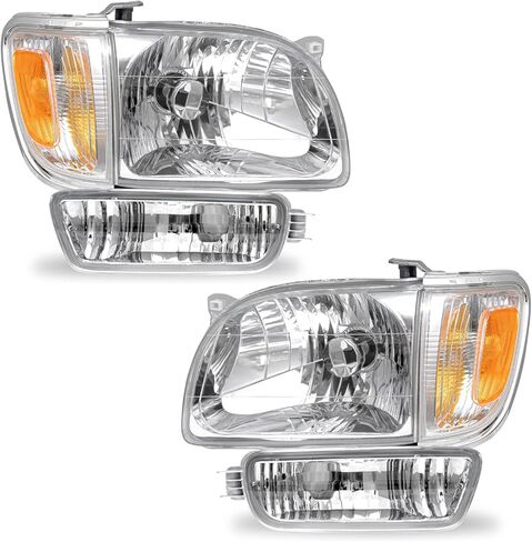 WEELMOTO For 2001-2004 Toyota Tacoma Headlights Assembly Replacement For 01 02 03 04 Tacoma Headlight+Corner Parking Signal Lights+Bumper Light 6PC Set Chrome Housing Amber Reflector Left Right Side in Saudi Arabia