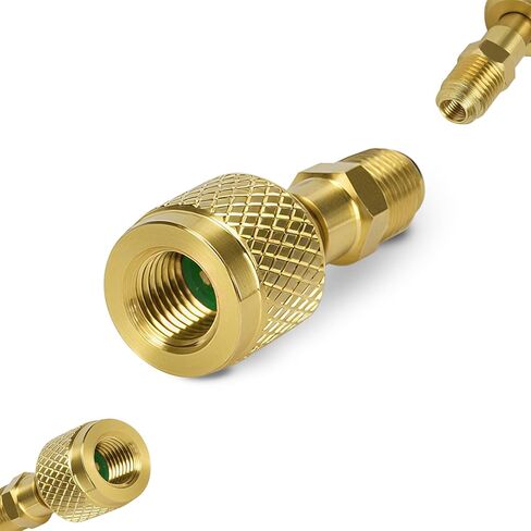 ترقية محول A2L R-32 R-454B، أنثى 1/4 بوصة من اليد اليسرى إلى 1/4 بوصة من تركيبات مضيئة لليد اليمنى، لخزانات التبريد LH R-32/R-454B A2L وخرطوم خدمة RH، محول شحن HVAC نحاسي (مستقيم × 1) in Kuwait