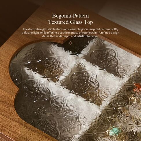 منظم صندوق المجوهرات من الجوز مع غطاء زجاجي، لتخزين المجوهرات الخشبية مع أدراج ومقابض معدنية - مثالي لحفلات الزفاف وأعياد الميلاد واحتفالات الذكرى السنوية (3 طبقات، بني) in Kuwait