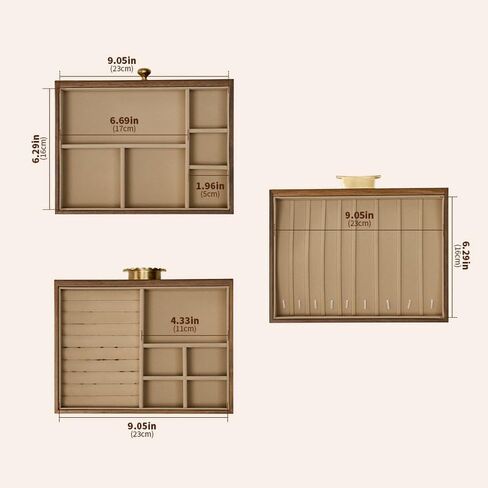 منظم صندوق المجوهرات من الجوز مع غطاء زجاجي، لتخزين المجوهرات الخشبية مع أدراج ومقابض معدنية - مثالي لحفلات الزفاف وأعياد الميلاد واحتفالات الذكرى السنوية (3 طبقات، بني) in Kuwait