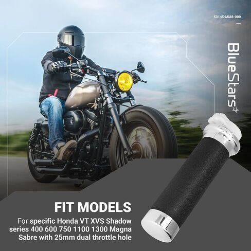 مقابض يد لمقود الدراجة النارية BlueStars 53145-MM8-000، استبدال أنبوب الخانق المزدوج 1 بوصة 25 مم - مناسب لسيارة Honda Shadow VT400 VT600 VT750 VT1100 VT1300 Magna Sabre (زوج يسار ويمين) in Kuwait