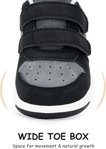 SKYWHEEL Toddler Boy Shoes Casual Sneakers with 2 Hook and Loop Wide Opening Easy On and Off Lightweight Soft Non-Slip Outsole Zero Drop Barefoot Shoes for Toddlers Running Walking School All Season in Saudi Arabia