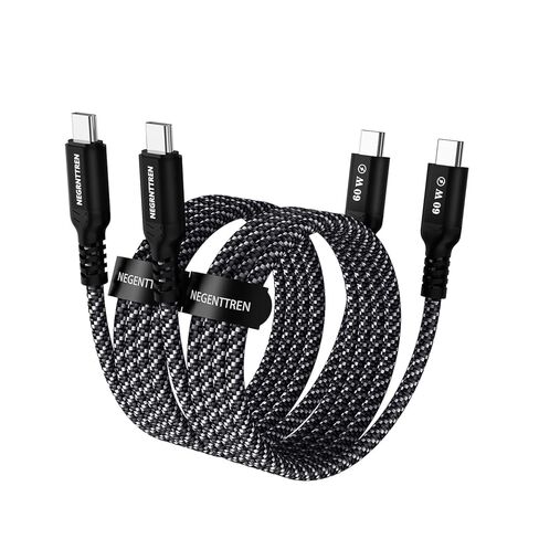 كابل USB C إلى USB C بقوة 100 واط بطول 6 أقدام، قطعتان، كابل شاحن سريع من النوع C مضفر 5A، متوافق مع iPhone 16/15 Pro/Max، MacBook Air، iPad Pro 2024، Galaxy S24/23/22، Pixel 8، Dell XPS in Kuwait