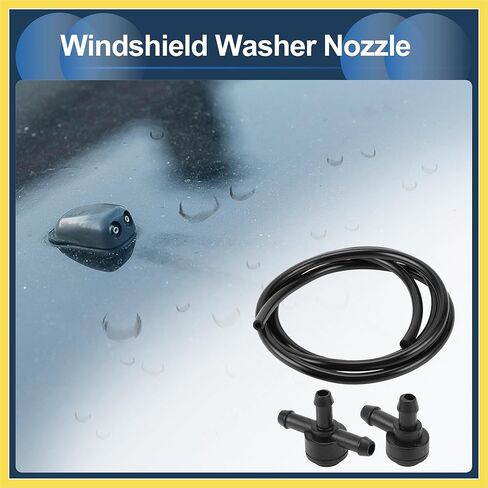 Windshield Washer Nozzle Front Windshield Spray Nozzles Wiper Spray Washer Jet with 1.2 Meter Fluid Hose No.31391513/9178897 for Volvo C30 Black Benefit in Saudi Arabia