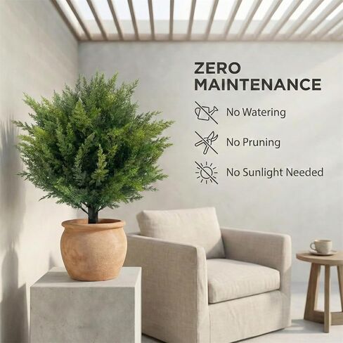 Set of 2 Artificial Topiary Ball Tree Outdoor UV Resistant - 19.5" Tall Faux Boxwood Topiary Trees with Pot - Lifelike Front Porch Decor Artificial Plants for Home Decor Indoor Entrance Garden Patio in Saudi Arabia