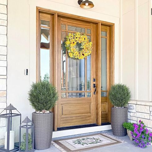 أشجار كروية من خشب الأرز الاصطناعي مع مجموعة من المسامير الأرضية مكونة من 2، شجيرات صناعية مقاومة للأشعة فوق البنفسجية مقاس 24.6 بوصة للديكور الداخلي/الخارجي - السرو المزيف مثالي للحديقة والشرفة والفناء in Kuwait