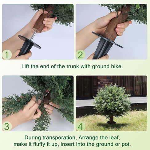 أشجار كروية من خشب الأرز الاصطناعي مع مجموعة من المسامير الأرضية مكونة من 2، شجيرات صناعية مقاومة للأشعة فوق البنفسجية مقاس 24.6 بوصة للديكور الداخلي/الخارجي - السرو المزيف مثالي للحديقة والشرفة والفناء in Kuwait