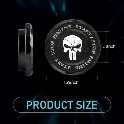 Push Start Button Cover, Personalized Skull Rotary Type Ignition Switch Hidden Protector, Rust-Proof Self-Adhesive Engine One-Touch Start Decorative Cover, for Most Cars Trucks (Black) in Saudi Arabia