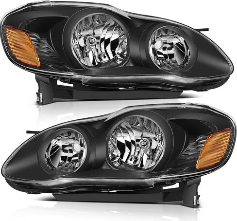 LSAILON Headlight Assembly Replacement Fit 2009-2010 For Toyota Corolla Black Housing Amber Reflector Clear Lens in Saudi Arabia