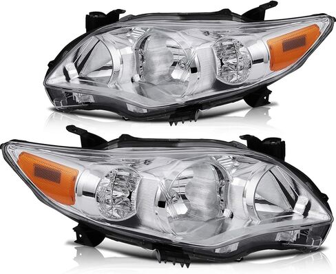 LSAILON Headlight Assembly Replacement Fit 2009-2010 For Toyota Corolla Black Housing Amber Reflector Clear Lens in Saudi Arabia