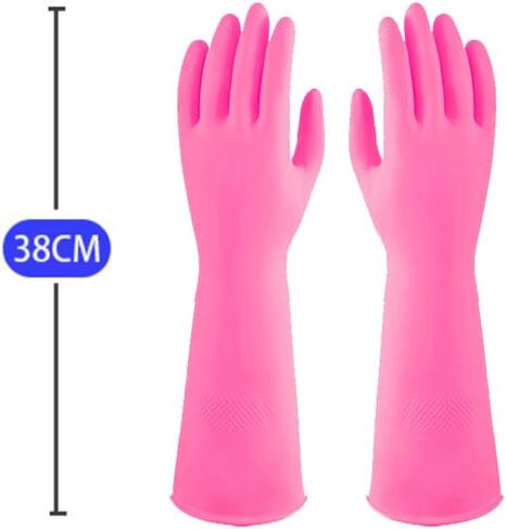 Thickened non-velvet rubber kitchen dishwashing gloves, reusable, waterproof and non-slip, flexible and durable for cleaning housework(Medium) in Saudi Arabia