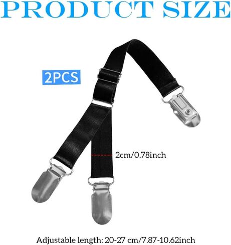 erioctry 1 Pair Adjustable Y-style Stocking Clip Suspender Garter Belt Straps Shirt Sock Stays Holder with Metal Clasp in Kuwait