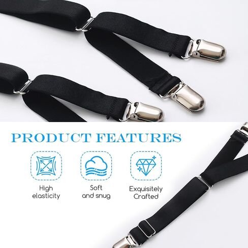erioctry 1 Pair Adjustable Y-style Stocking Clip Suspender Garter Belt Straps Shirt Sock Stays Holder with Metal Clasp in Kuwait