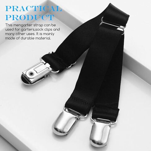 erioctry 1 Pair Adjustable Y-style Stocking Clip Suspender Garter Belt Straps Shirt Sock Stays Holder with Metal Clasp in Kuwait