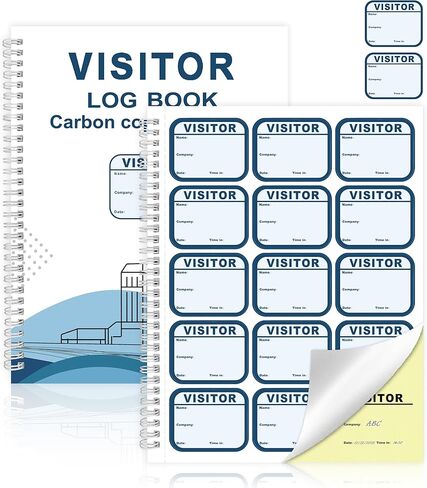 2 Pack of Visitor Badges Log with Carbon Copy Protecting Privacy Pages Visitor Stickers 8.5x11 Inch Visitor Log Book School Church Business Pass Guest Register Book - 450 Badges 60 Memo Pages (2) in Kuwait