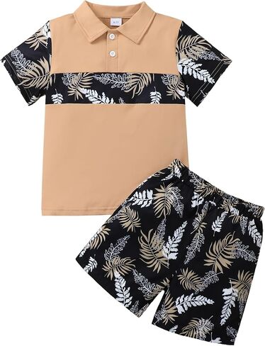 Boys Clothes Short Sleeve Polo Shirts and Shorts 2-Piece Kids Summer Outfits Set Size 6-12 Years in Saudi Arabia