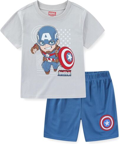 Marvel Captain America Boys Short Sleeve T-Shirt and Mesh Short 2 Piece Set for Toddler and Big Kids in Saudi Arabia