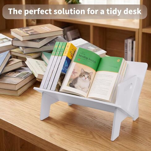 Desktop Small Bookshelf Organizer Wooden Tabletop Mini Bookcase Desk Storage Bookshelves Wood Storage Rack for CDs, Magazine, Books Display in Saudi Arabia