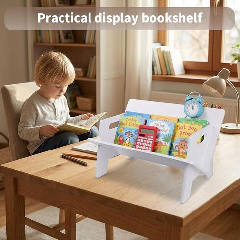 Desktop Small Bookshelf Organizer Wooden Tabletop Mini Bookcase Desk Storage Bookshelves Wood Storage Rack for CDs, Magazine, Books Display in Saudi Arabia