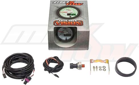 MaxTow Double Vision 15 PSI Fuel Pressure Gauge Kit - Includes Electronic Sensor - White Gauge Face - Green LED Illuminated Dial - Analog & Digital Readouts - 2-1/16" 52mm in Kuwait