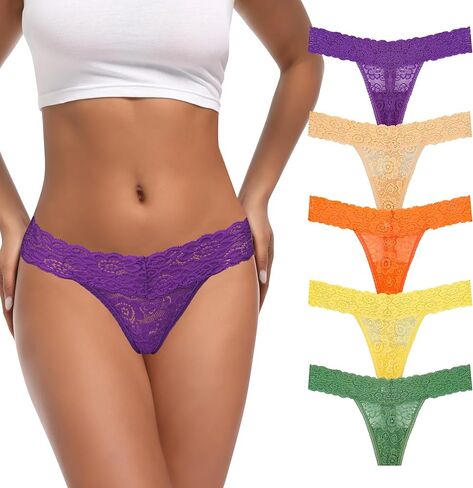 سيور الدانتيل للنساء مثير سراويل رفيعة منتصف الخصر الملابس الداخلية 5 Pack-10Pack-Size XS-4XL in Kuwait