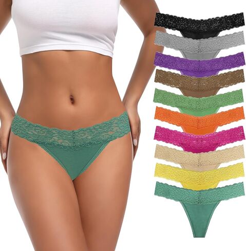 سيور الدانتيل للنساء مثير سراويل رفيعة منتصف الخصر الملابس الداخلية 5 Pack-10Pack-Size XS-4XL in Kuwait