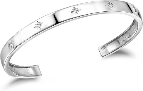 Sparkling North Star Bracelets Dainty Cuff 925 Sterling Silver Bracelet Adjustable Hypoallergenic Elegant Jewelry for Women in Saudi Arabia