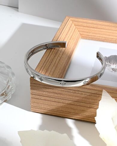 Sparkling North Star Bracelets Dainty Cuff 925 Sterling Silver Bracelet Adjustable Hypoallergenic Elegant Jewelry for Women in Saudi Arabia