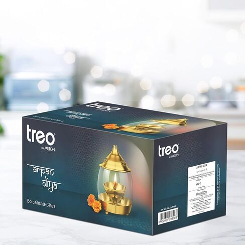Treo من ميلتون أربان ديا نحاسية مزخرفة لبوجا مع غطاء زجاجي منحني، ديكور منزلي، زيت أخاند دياس، ماندير جيوتي، حامل حامل الفتيل، مصابيح غطاء ذهبي تقليدي in Saudi Arabia