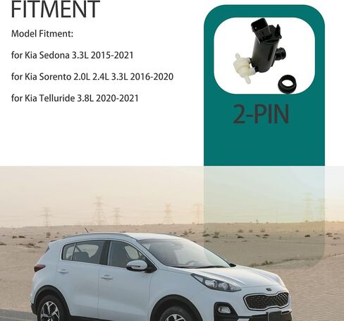 Black Windshield Washer Pump with Grommet Fit for Kia Sedona 3.3L 2015-2021 OE 98510-A9000 98510A9000 Water Washer Fluid Pump for Kia Sorento 2.0L 2.4L 3.3L 2016-2020 in Kuwait