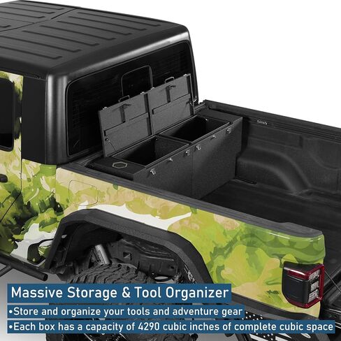 مجموعة أدوات سرير شاحنة المصارع مقاس 48 بوصة من Hooke Road متوافقة مع Jeep Gladiator JT 2020 2021 2022 2023 2024 2025 2026، صندوق تخزين فولاذي قابل للقفل in Kuwait