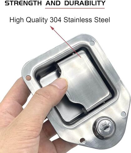 استبدال مزلاج صندوق أدوات الشاحنة، مجموعة قفل صندوق الأدوات من الفولاذ المقاوم للصدأ 304، 4-3/8 بوصة × 3-1/4 بوصة، تتضمن 1 مزلاج + 1 بدون مفتاح، عبوتان in Kuwait