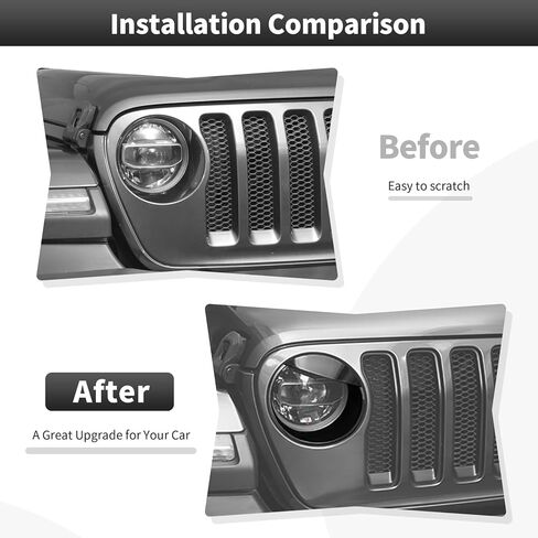 CheroCar Angry Eyes Style Headlight Lamps Cover Front Headlight Trim Cover Frame Bezels Fit for 2018-2025+Jeep Wrangler JL JLU & 2020-2025+Gladiator JT Headlight Trim Cover Accessories in Saudi Arabia