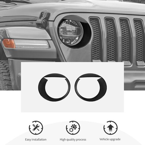 CheroCar Angry Eyes Style Headlight Lamps Cover Front Headlight Trim Cover Frame Bezels Fit for 2018-2025+Jeep Wrangler JL JLU & 2020-2025+Gladiator JT Headlight Trim Cover Accessories in Saudi Arabia