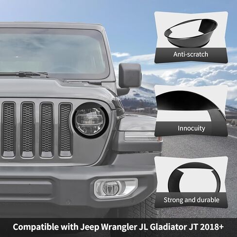 CheroCar Angry Eyes Style Headlight Lamps Cover Front Headlight Trim Cover Frame Bezels Fit for 2018-2025+Jeep Wrangler JL JLU & 2020-2025+Gladiator JT Headlight Trim Cover Accessories in Saudi Arabia