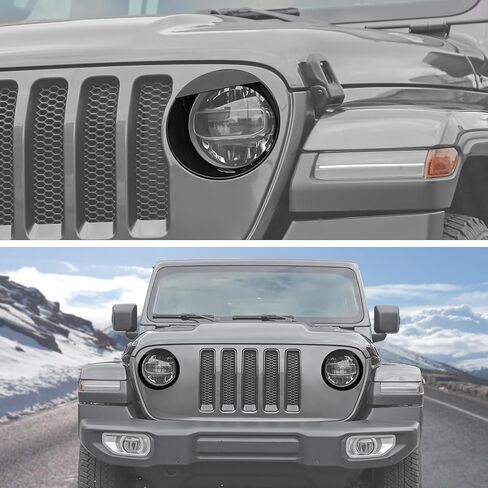 CheroCar Angry Eyes Style Headlight Lamps Cover Front Headlight Trim Cover Frame Bezels Fit for 2018-2025+Jeep Wrangler JL JLU & 2020-2025+Gladiator JT Headlight Trim Cover Accessories in Saudi Arabia