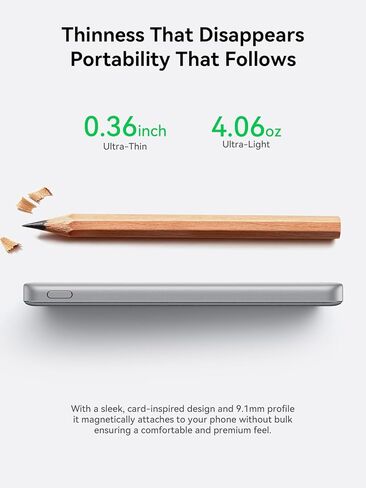THREEKEY 0.3 بوصة فائق النحافة لشاحن MagSafe المحمول، بنك طاقة مغناطيسي نحيف بطاقة 5000 مللي أمبير في الساعة، حزمة بطارية شحن سريع لاسلكية 15 وات لهاتف iPhone 17 Air 16 15 14 13 12 Pro Max Plus (رمادي ثلجي) in Kuwait