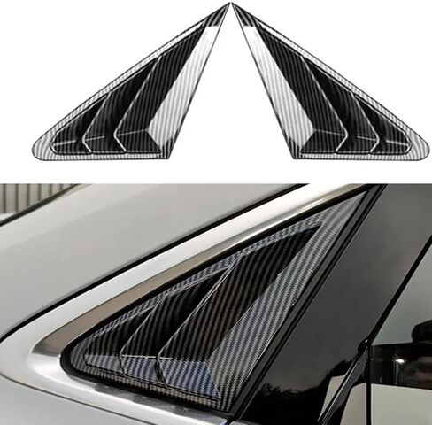 XITER 2PCS ABS ألياف الكربون نمط سباق ABS الجانب الخلفي نافذة اللوفرات تنفيس الهواء مغرفة ظلال غطاء الستائر لأودي A3 S3 RS3 2022-2024 (أسود مشرق) in Kuwait