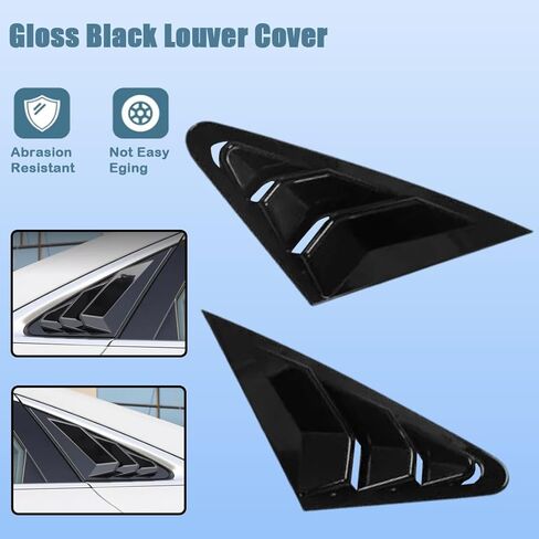 XITER 2PCS ABS ألياف الكربون نمط سباق ABS الجانب الخلفي نافذة اللوفرات تنفيس الهواء مغرفة ظلال غطاء الستائر لأودي A3 S3 RS3 2022-2024 (أسود مشرق) in Kuwait