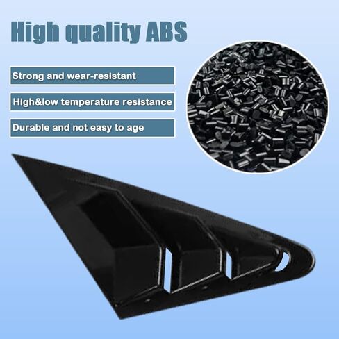 XITER 2PCS ABS ألياف الكربون نمط سباق ABS الجانب الخلفي نافذة اللوفرات تنفيس الهواء مغرفة ظلال غطاء الستائر لأودي A3 S3 RS3 2022-2024 (أسود مشرق) in Kuwait