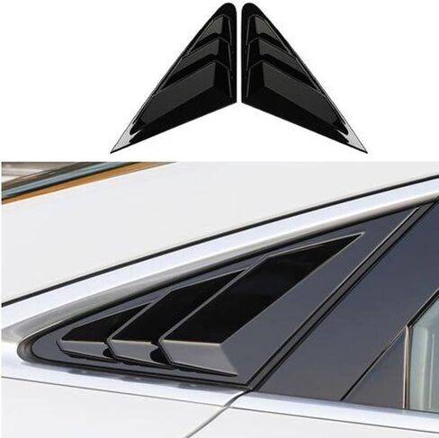 XITER 2PCS ABS ألياف الكربون نمط سباق ABS الجانب الخلفي نافذة اللوفرات تنفيس الهواء مغرفة ظلال غطاء الستائر لأودي A3 S3 RS3 2022-2024 (أسود مشرق) in Kuwait