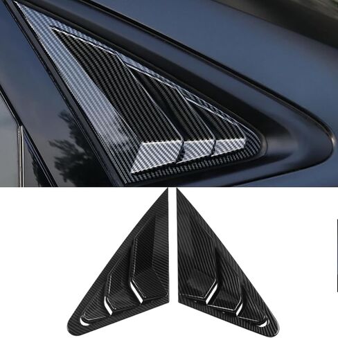 XITER 2PCS ABS ألياف الكربون نمط سباق ABS الجانب الخلفي نافذة اللوفرات تنفيس الهواء مغرفة ظلال غطاء الستائر لأودي A3 S3 RS3 2022-2024 (أسود مشرق) in Kuwait