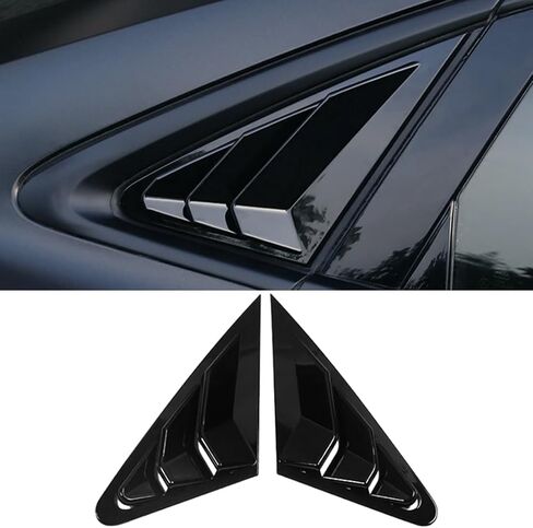 XITER 2PCS ABS ألياف الكربون نمط سباق ABS الجانب الخلفي نافذة اللوفرات تنفيس الهواء مغرفة ظلال غطاء الستائر لأودي A3 S3 RS3 2022-2024 (أسود مشرق) in Kuwait
