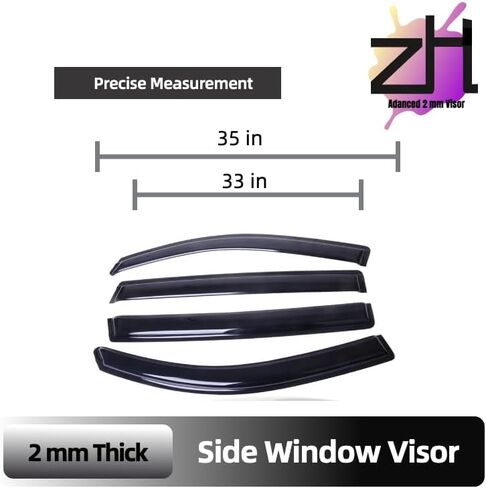 Window Visor for Honda Pilot 2016 2017 2018 2019 2020 2021 2022; 2mm-Thick, Safe Sun, Rain, Wind Deflector, Front & Rear Window Vent Visors, Vent Protection, Tape-On Outside-Mount, 4-Piece Guard Kit in Saudi Arabia