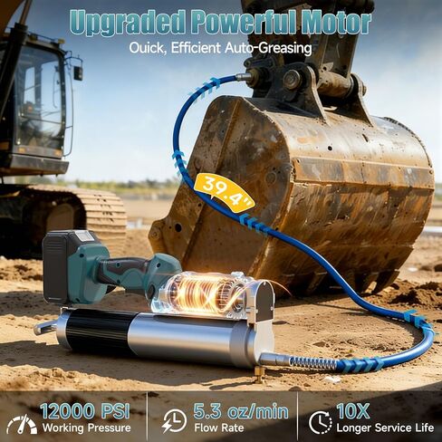 مجموعة مسدس الشحوم الكهربائية، مسدس الشحوم اللاسلكي مع بطاريتين 4.0 أمبير في الساعة، وصلة دوارة 90 درجة 12000 رطل لكل بوصة مربعة 5.7 أونصة/الدقيقة مسدس شحوم يعمل بالبطارية للشاحنات وورش العمل وصيانة الآلات الثقيلة in Kuwait