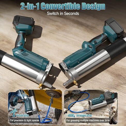 مجموعة مسدس الشحوم الكهربائية، مسدس الشحوم اللاسلكي مع بطاريتين 4.0 أمبير في الساعة، وصلة دوارة 90 درجة 12000 رطل لكل بوصة مربعة 5.7 أونصة/الدقيقة مسدس شحوم يعمل بالبطارية للشاحنات وورش العمل وصيانة الآلات الثقيلة in Kuwait